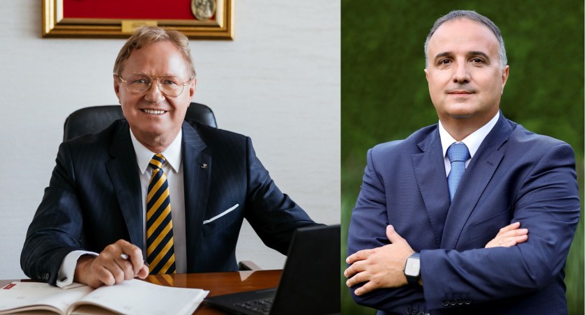 Z lewej dotychczasowy prezes Bogusław Miszczuk, z prawej nowy o Przemysław Gostkiewicz