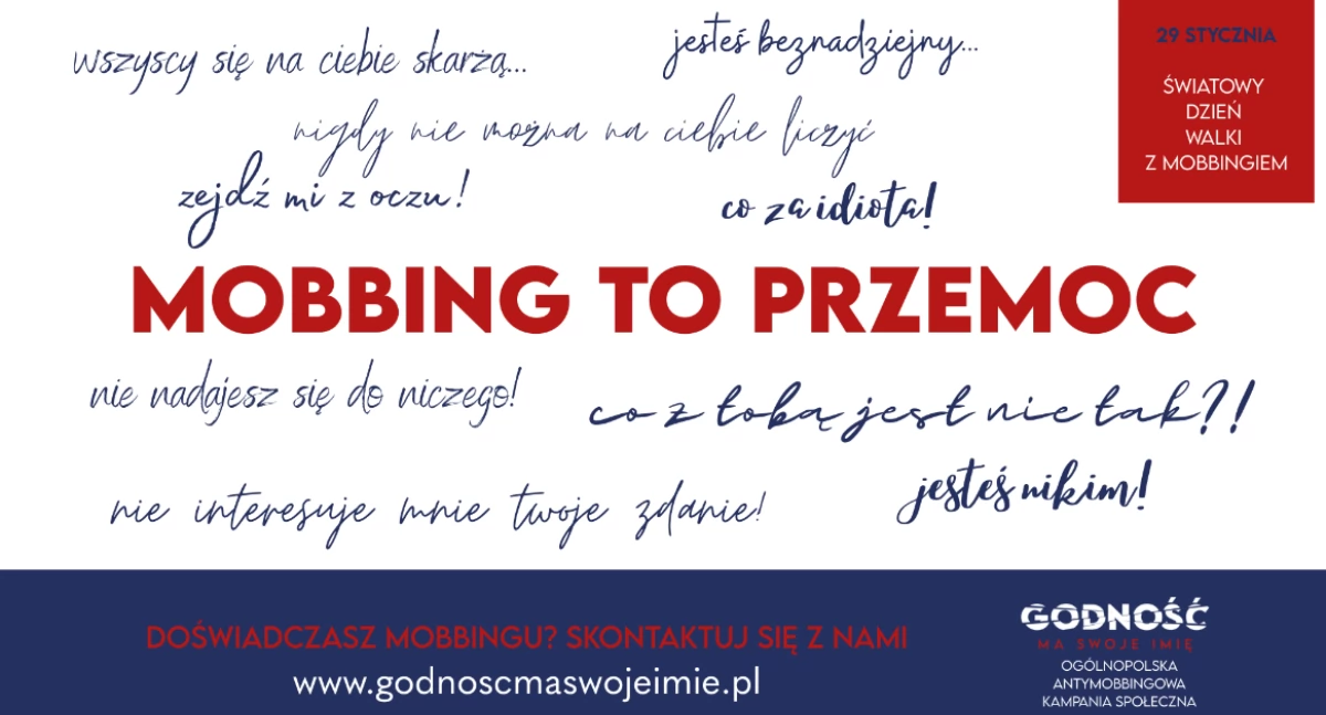 Interwencje i pomoc, Światowy Dzień Walki Mobbingiem „Godność swoje imię” - zdjęcie, fotografia