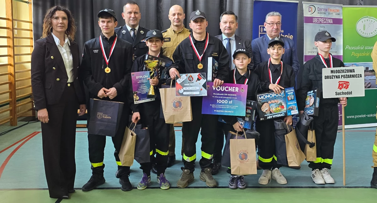 Straż pożarna, Młodzieżowych Drużyn Pożarniczych rywalizowało Sabniach najlepszy - zdjęcie, fotografia