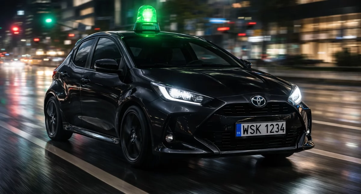 Straż pożarna, Zielone światła prywatnych samochodach strażaków sądzicie - zdjęcie, fotografia