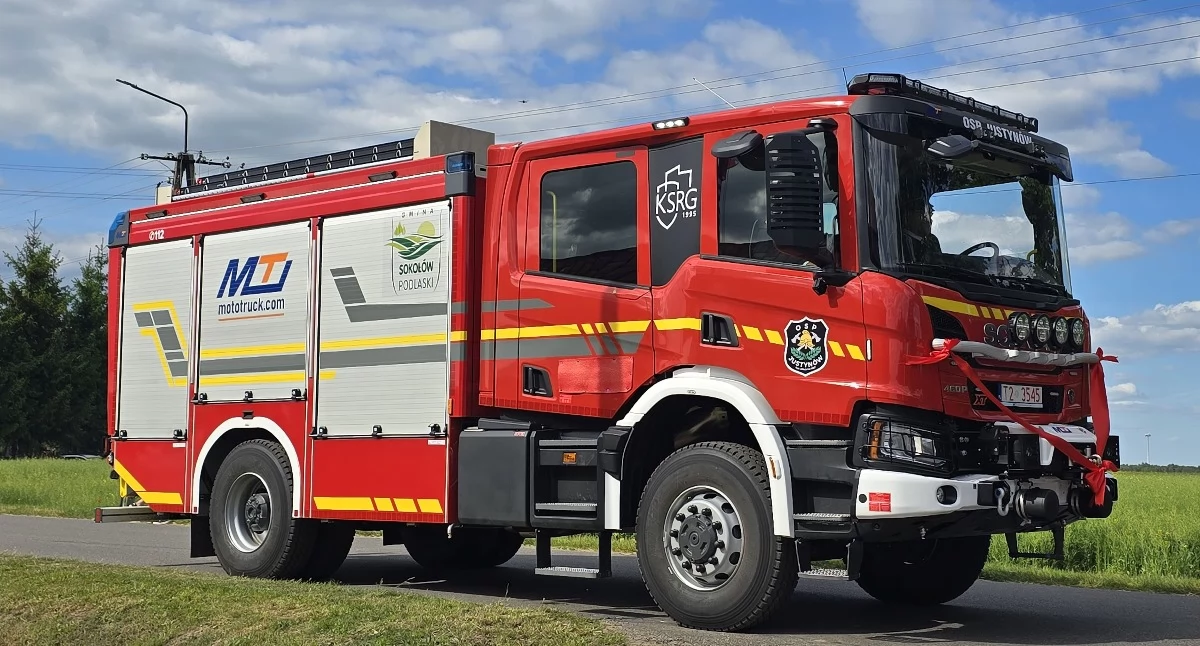 Na zdjęciu wóz strażacki OSP Justynów