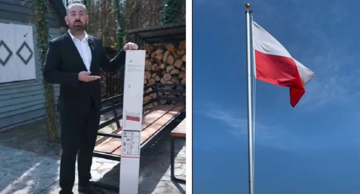 Święta i obchody, Radny powiatowy Piotr Woźniak nietypową inicjatywą Dzień Flagi - zdjęcie, fotografia