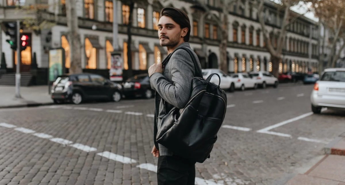 Promocja, Plecak męski czarny funkcjonalność miejski jednym dodatku - zdjęcie, fotografia