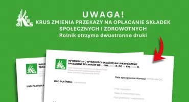 UWAGA! KRUS zmienia przekazy na opłacanie składek społecznych i zdrowotnych