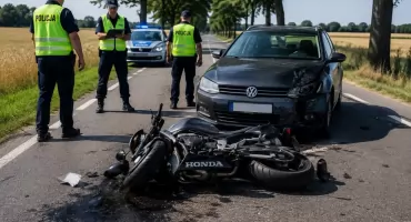 Motocyklista trafił do szpitala po zderzeniu z volkswagenem